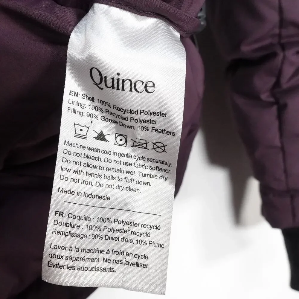 Damaged Women's Small Quince Responsible Down Puffer Jacket Orchid Purple $150